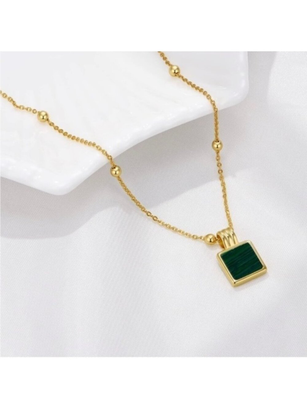 Gold 18k Gold Plated Pendant Beaded Necklace - Picture 1 of 3